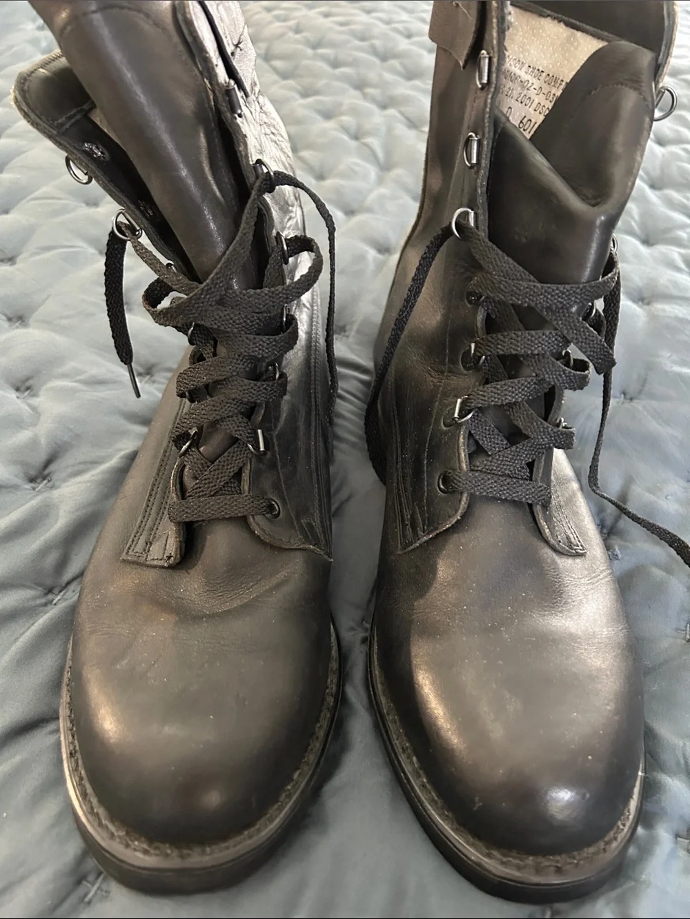 Men's Black Leather Lace-Up Steel Toe Combat Style Boots